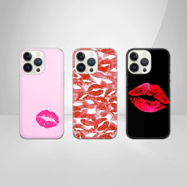 Kiss Mark Phone Case Red Lips Cover fit for iPhone 15 Pro Max, 14 Plus, 13, 12, 11, XR & Samsung S24, S23, A54, A53, Pixel 8 Pro, 7