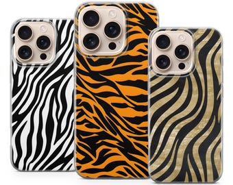 Animal Print Phone Case Zebra Pattern Cover for iPhone 17 Pro Max, 16e, 15, 14, 12, & Samsung S25 Ultra, S24 FE, A56, A17, Pixel 10XL, 9a, 8