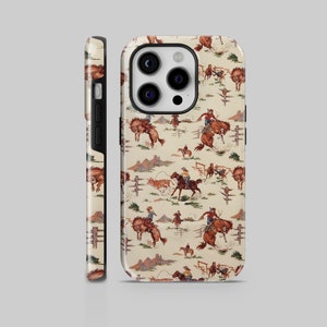 Coque de téléphone Western Cowboy Rodeo TOUGH pour iPhone 16 Pro Max, 15 Plus, 14, 13, 12, 11, XS et Samsung S25, S24, A56, A55, Pixel 9 Pro, 8