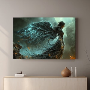 Luminous Angel Canvas art, Fantasy wall decor, Angelic Beauty art composition, Dreamlike Ambience, Mythical wall hanging, Ethereal artwork