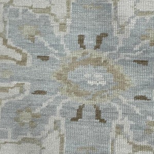 Handmade Oushak Rug: Blue Beige Wool Turkish Carpet, 8x10