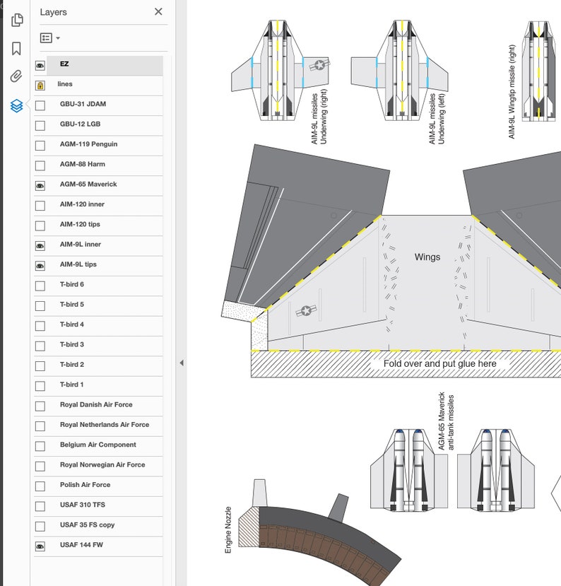 F16 Flying Paper Model Etsy