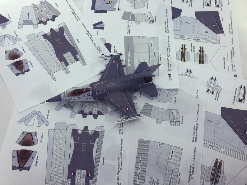 F16 Flying Paper Model Etsy