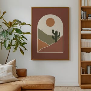 Mid Century Modern Cactus Print: Terracotta Desert Art (Digital Download)