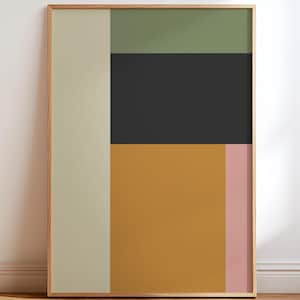 Mid Century Modern Art Print, Color Block Wall Art, Minimalist Geometric Print, Abstract Modern Wall Decor, Neutral Printable Art