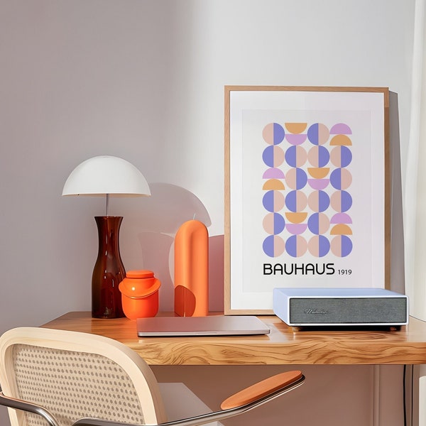 Bauhaus Poster | Lilac Orange Mid-Century Modern | Bauhaus Prints | Minimalist Prints | Bauhaus Wall Art | Geometric Wall Art | Trendy Decor