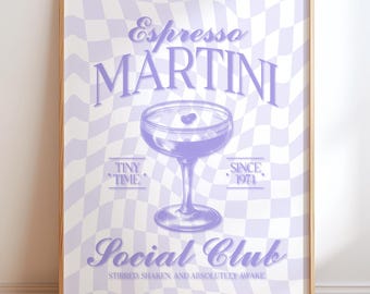 Espresso Martini Cocktail Poster - Retro Bar Wall Art for Kitchen Decor