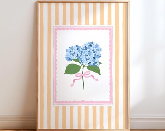 Hydrangea Flower Wall Art - Coquette Cottagecore Floral Print for Nursery or Bedroom