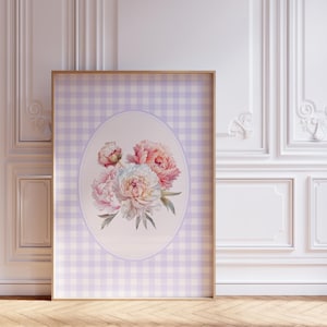 Cottagecore Floral Print: Grandmillennial Gingham Wall Art (Digital Download)