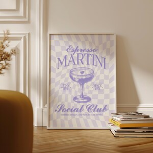 Espresso Martini Art Print – Retro Cocktail Wall Art do dekoracji akademika, wieczoru panieńskiego, wózka barowego i pokoju estetycznego Y2K