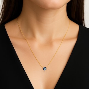 Evil Eye Gold Necklace – 14k Gold Plated Dainty Pendant with Turquoise & Blue Stones – Protective Jewelry, Gift for Her, Good Luck Charm uk