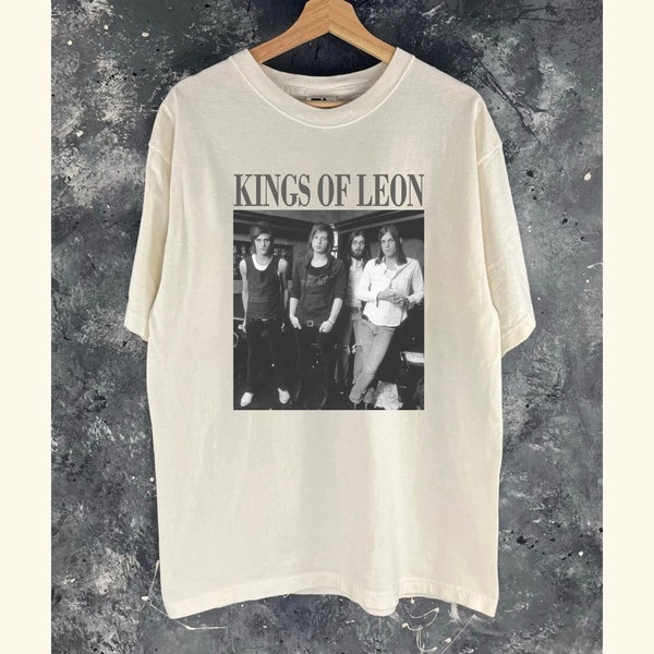 Maglietta Gildan Unisex Bianca KINGS OF LEON, Rock Alternativo, Taglie S-3XL