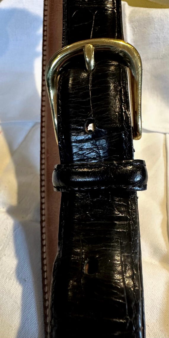 Vintage Men’s Leather Belt Black Crombie Gold Buck