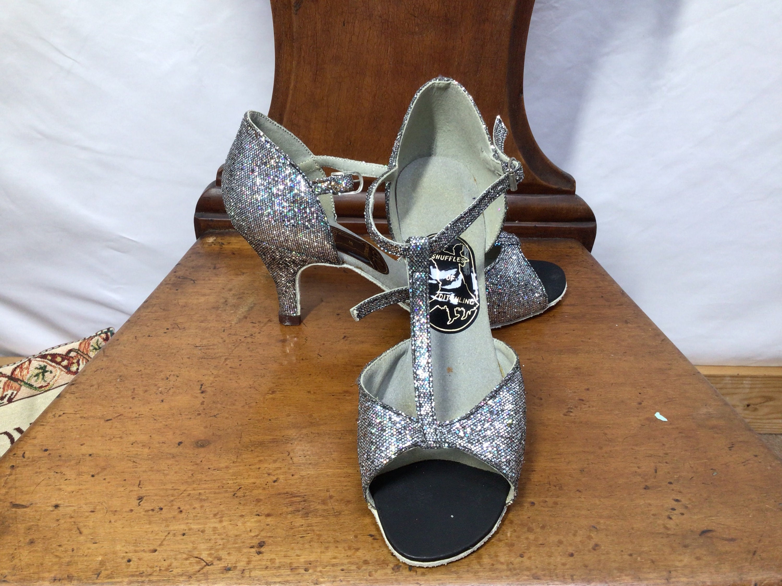 Zapatos de baile de salón para mujer, zapatos de baile de práctica latina,  zapatos de baile de tacón bajo con diamantes de imitación, tacones cómodos
