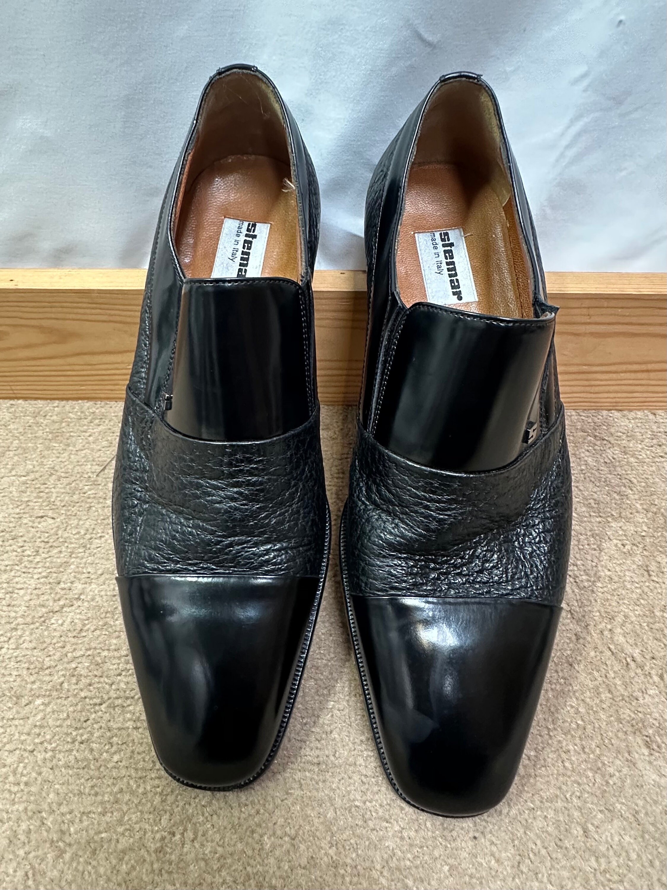 Vintage STEMAR Loafers US 7 UK 6 Black Leather Made In Italy Classic Dress Shoes Vintage Men main image 3