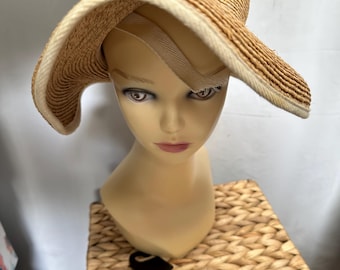 Vintage Helen Kaminski Australia Brown Raffia Hat with Ribbon s-l400.jpg main image 2