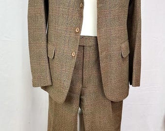 True Vintage Men’s Fabulous Twist Tweed Sports, Hunting, Countrt Gents Suit In Brown Tweed by Lynton  Crest Taylors 40” Chest 34” Waist