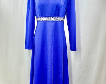 Vintage Maxi Dress 1970’s, Glamourous Evening Dress, Long Sleeved, A-Line,