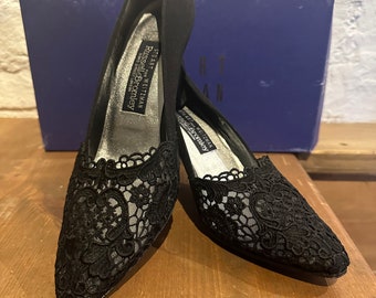 Vintage Stuart Weitzman Russell & Bromley Fabric Lace Mesh Dress Shoes - Romantic  Size UK 5.5 Unworn Boxed Rare Find