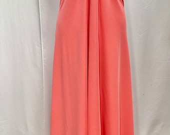 Robe longue C et A dos nu vintage des années 1970 Taille 14 Crimpalen orange argenté, décolleté plongeant