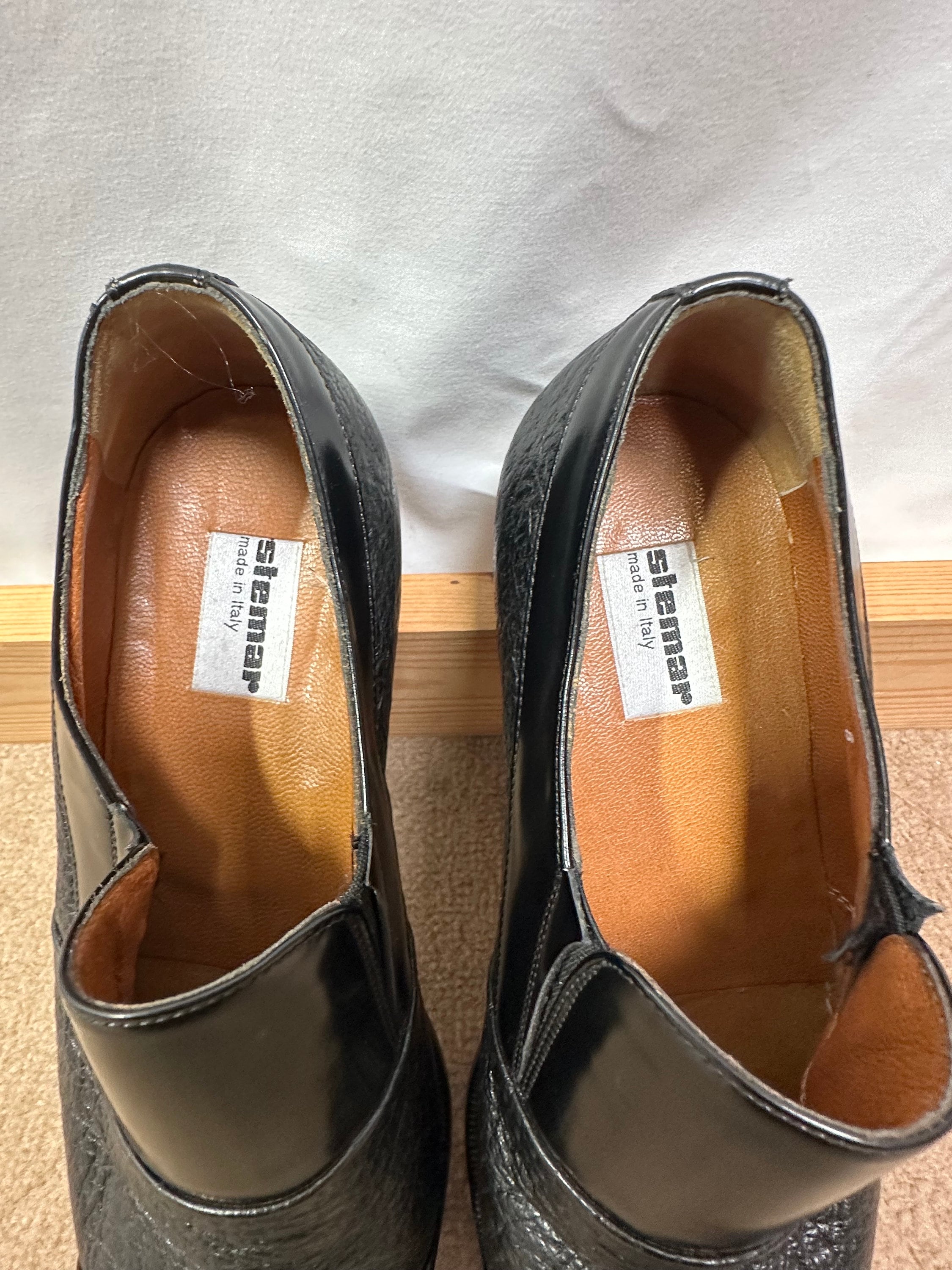 Vintage STEMAR Loafers US 7 UK 6 Black Leather Made In Italy Classic Dress Shoes Moreschi Men main image 3