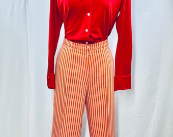 Vintage Funky Flares, Red and White striped, Alexon Youngset by Alannah Tandy, 1960, Ladies, Rare Find