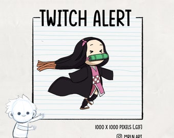 Cute Demon Girl Running Twitch Alert | Stream Animated Alert | Animated Cute Run Alert