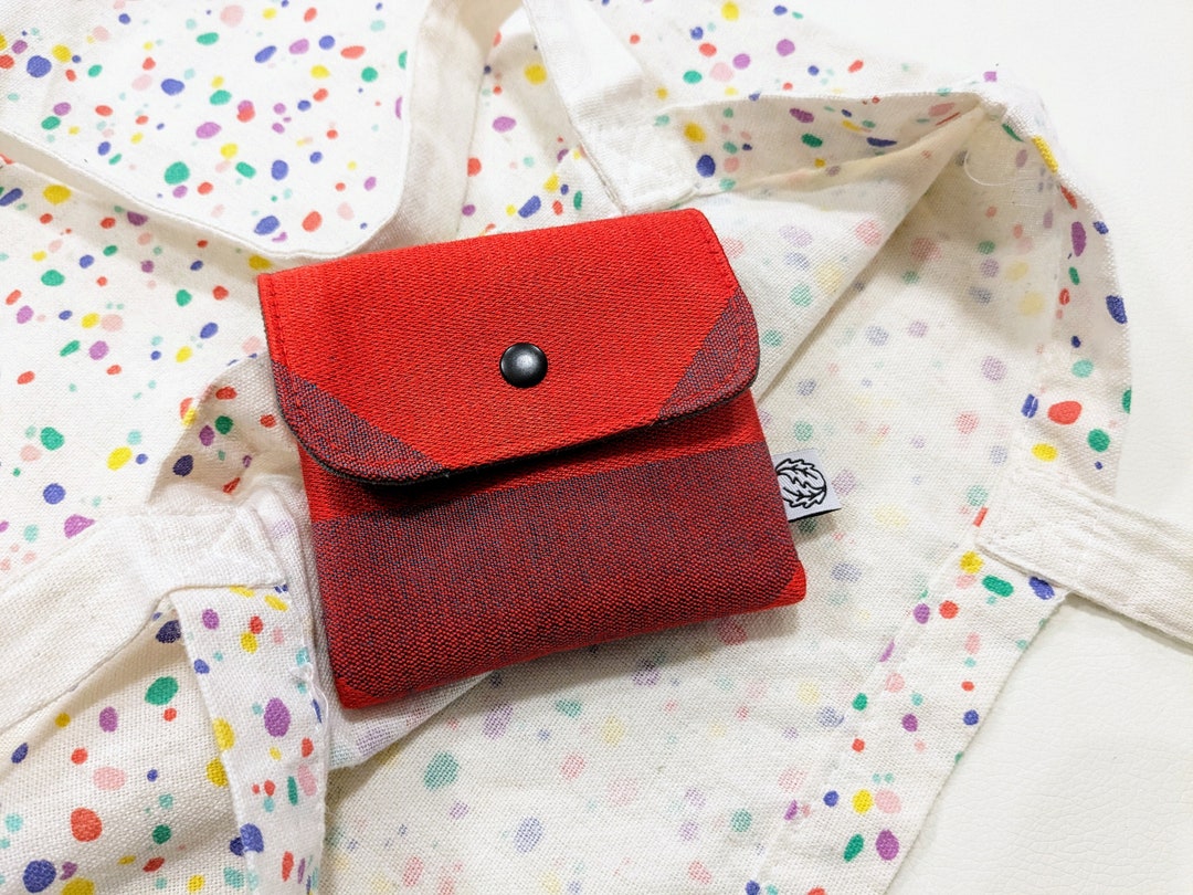 Cartera de tela roja Cartera sin cremallera Monedero retro
