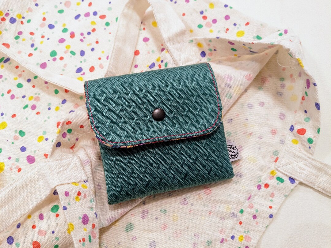 Cartera de tela turquesa Cartera sin cremallera Cartera retro