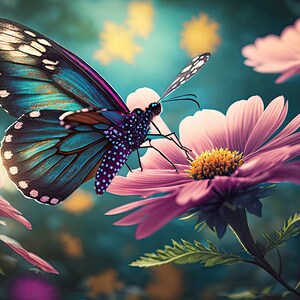 Butterfly landscape AI digital art ready to print in beautiful high quality, large form factor digital download 9216x6144