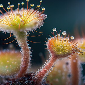 Australian Sundew beautiful macro AI digital art ready to print in beautiful high quality, large form factor digital download 9216x6144