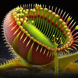 Venus Fly Trap landscape macro AI digital art ready to print in beautiful high quality, large form factor digital download 9216x6144