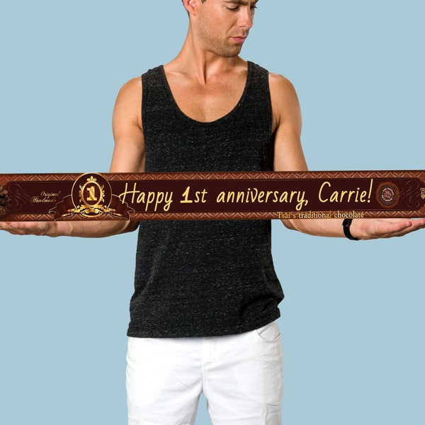 Custom XXL chocolate bar HAPPY 1st ANNIVERSARY Giant personalized chocolate bar, Choose your type of chocolate