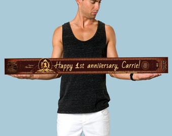 Aangepaste XXL chocoladereep HAPPY 1st ANNIVERSARY Grote gepersonaliseerde chocoladereep, kies uw type chocolade