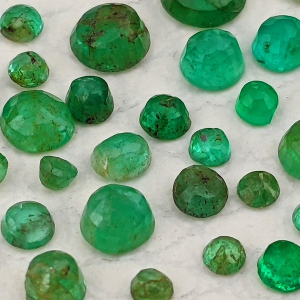 Natural Emerald Gemstones - Loose Gemstones - Faceted Round Stones - Real Emeralds For Jewelry Making - Gift For Her - Gift For Him