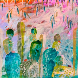 Kakteengarten original Kunstdruck, Kunstdrucke, Kunstplakat, botanische Kunst, Wandkunst
