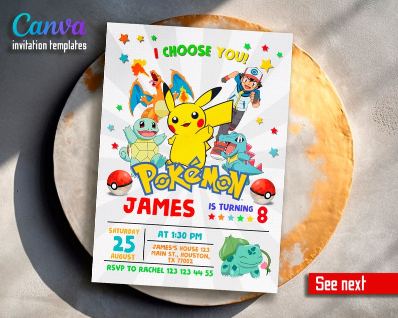 Printable Birthday Invitation Pikachu Invite Editable Etsy Australia