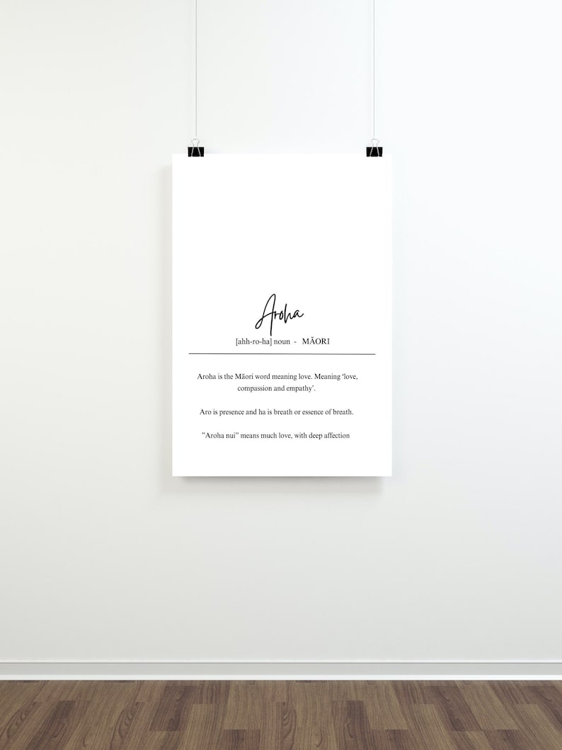 Aroha love Definition Digital Download. Te Reo Māori Wall Etsy Australia