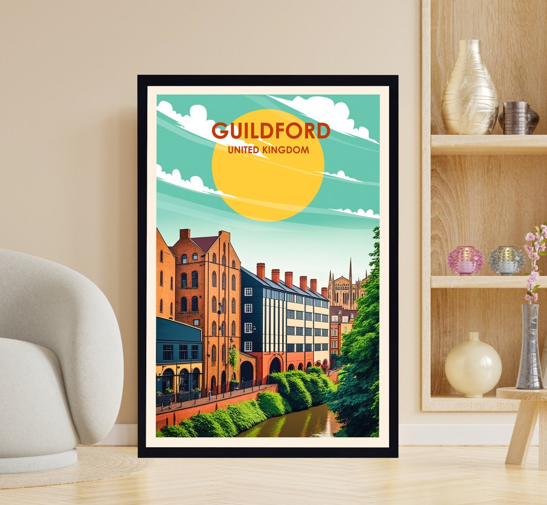 Guildford Poster England Poster Guildford Art Guildford Etsy