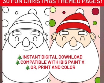 Printable Christmas Coloring Pages, Instant Download