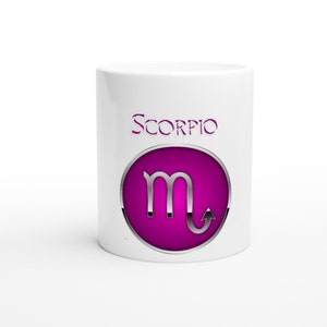 Scorpio zodiac White 11oz Ceramic Mug. Made and delivered from a facility near you. Free worldwide shipping.