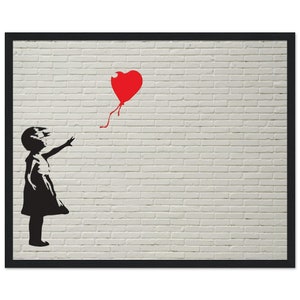 Banksy reproduction Balloon Girl.  Museum Quality Matte Paper Wooden Framed Poster