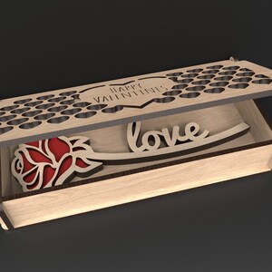 Valentine Day Svg File - Personalised Heart Box With Rose made from our laser cutting files digital download.