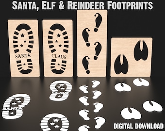 Arquivos de corte a laser Svg da pegada do Papai Noel, arquivos Svg do estêncil da bota do Papai Noel, pegadas de elfos, pegadas de renas e estêncil da pegada do Papai Noel #064