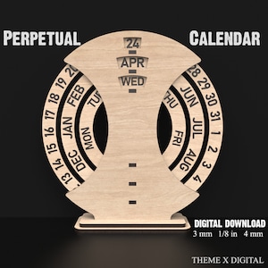 File di taglio laser SVG del calendario perpetuo - File Svg del calendario mensile per l'arredamento della casa - Calendario da tavolo per l'organizzazione della scrivania dell'ufficio #143