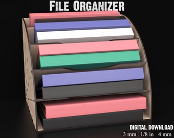 Half Round Desk Shelf File Organizer SVG Laser Cutting Files - Paper & File Desktop Organizer Office Desk Accessories - Laser Svg Files #163