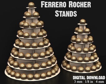 Elegant Ferrero Rocher & Cupcake Wedding Dessert Table Stand SVG Files for Laser Cutting - 6 + 8 Tier Display Stands for Special Events #139