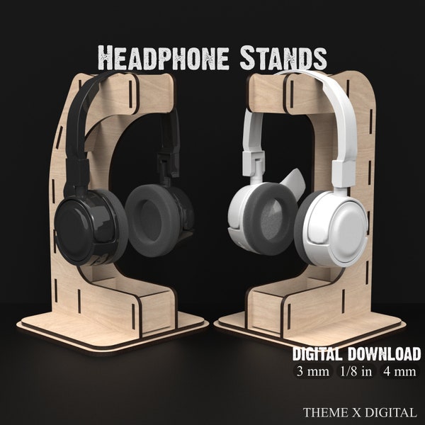 Headphone Stand Svg Laser Cutting Files - Headphone Holder - Headset Stand Svg Files For Glowforge, Lightburn, XTool etc #091