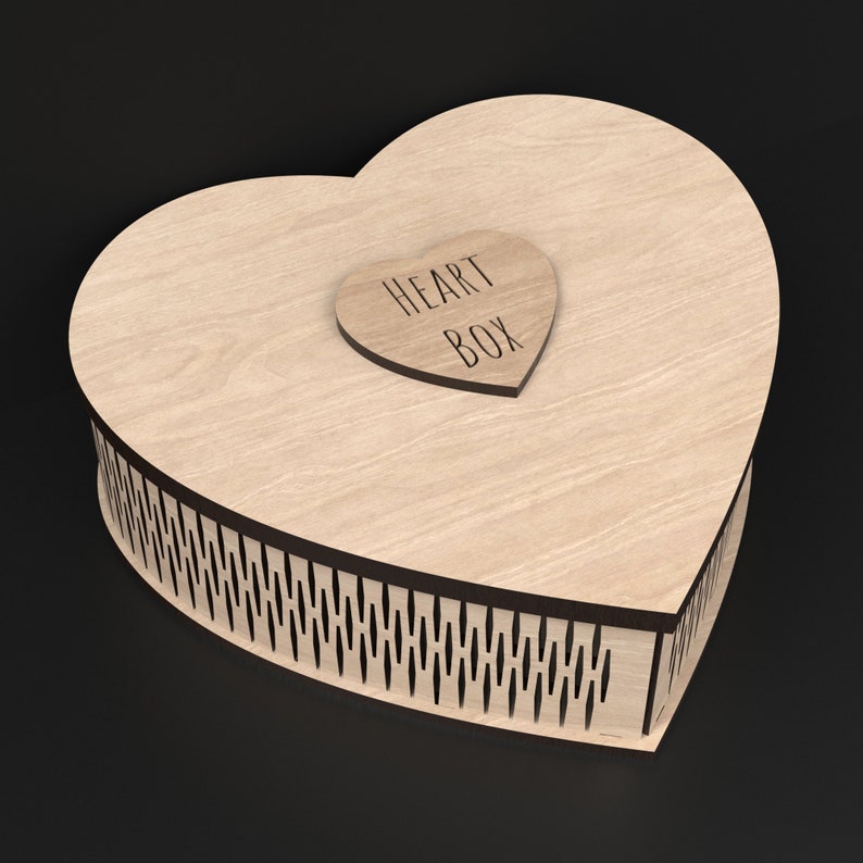 Our Laser Cut Wooden Heart Jewelery Box made from our Svg laser cutting files digital download.