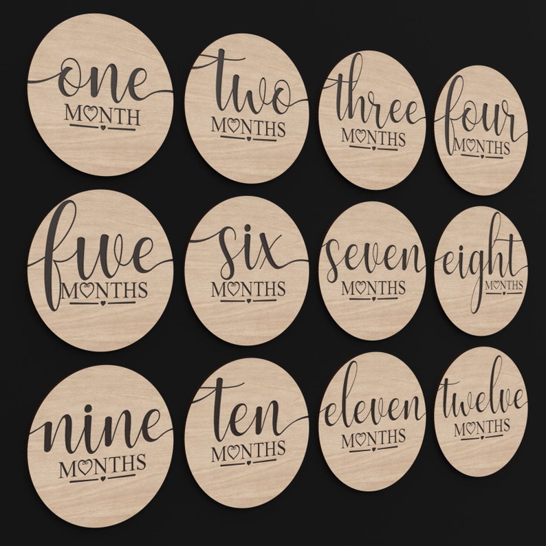 Baby Milestone Cards made from our Svg Laser Cutting Files Digital Download.